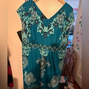 INC teal detailed dress